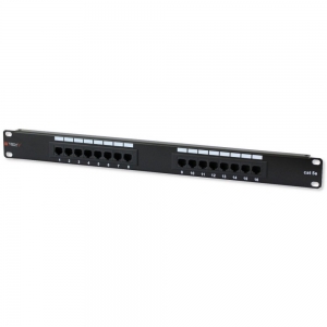 Patch Panel 1u Utp 16x Rj45 Cat5e Czarny